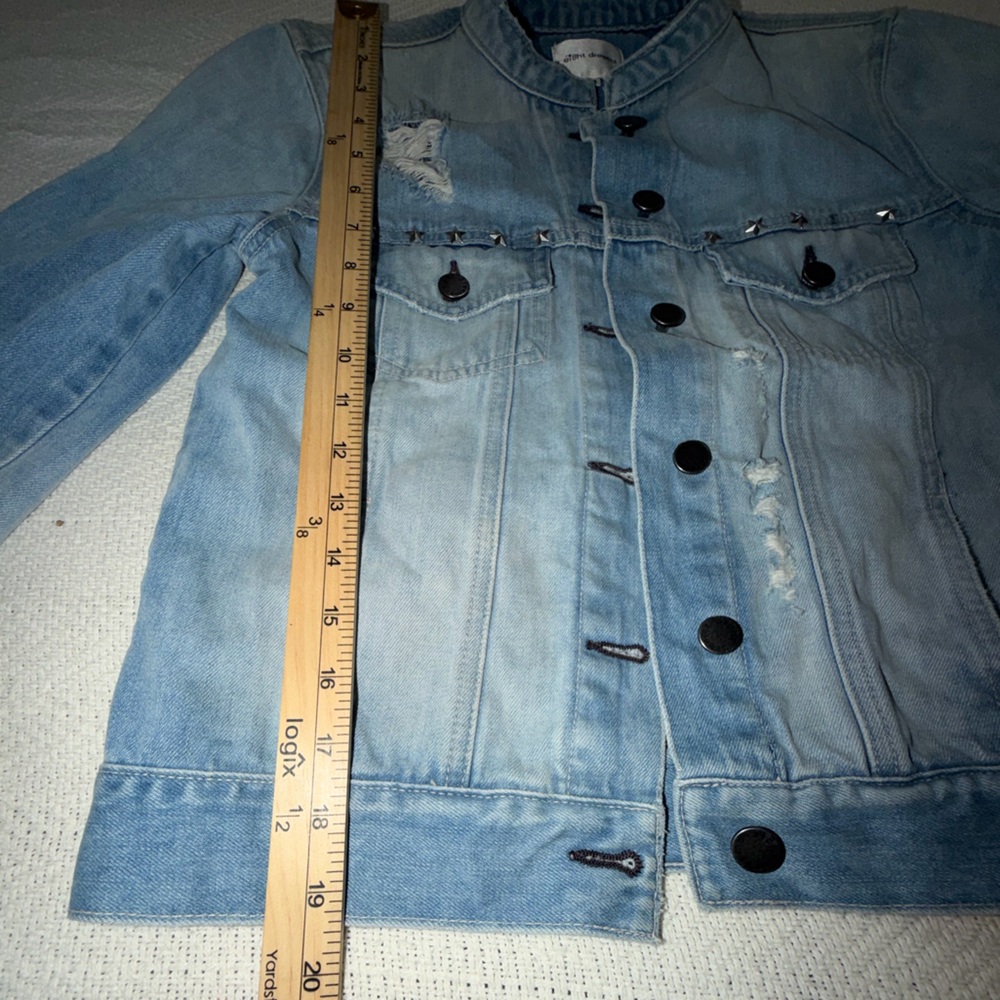 EI8HTDREAMS  STAR STUDDED BAND COLLAR DENIM JACKET - LIGHT BLUE - Picture 11 of 16